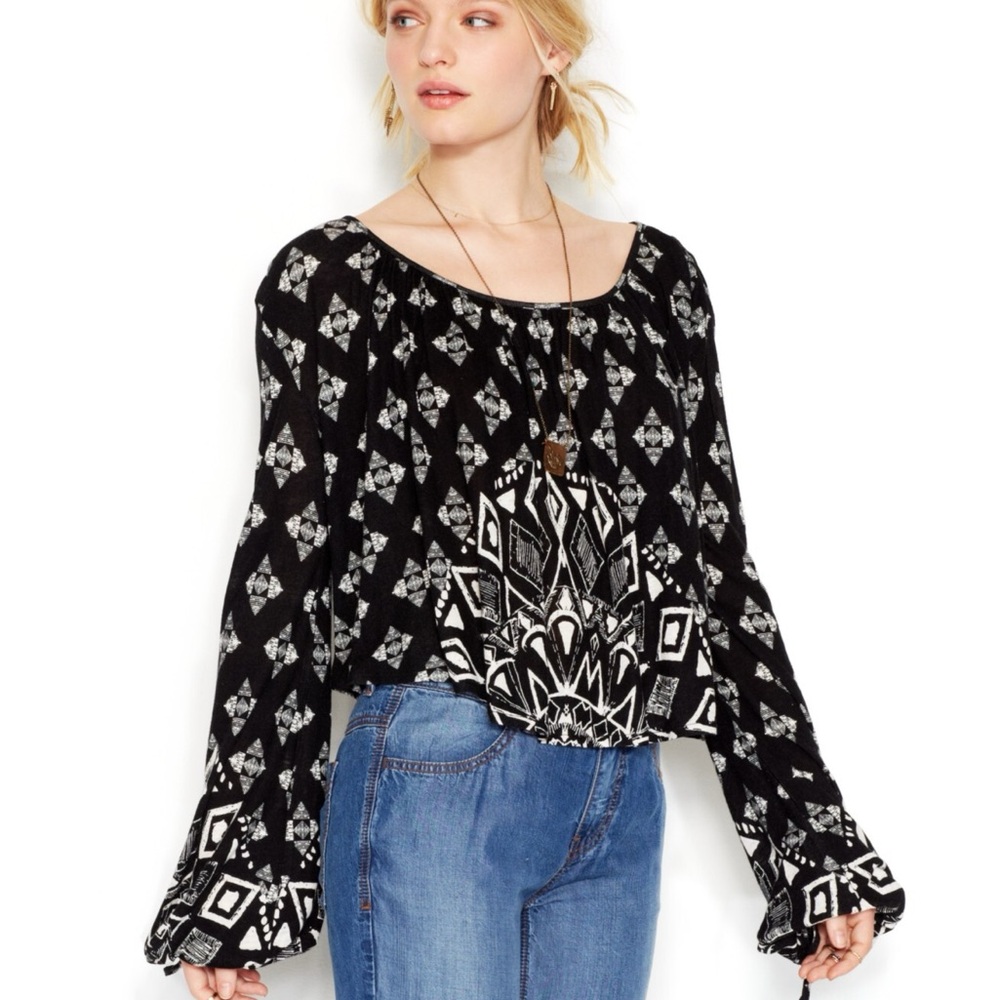 Free People Dazed Boho Print Top Sz Medium